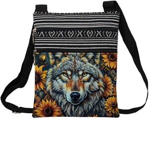 Sunflower Wolf Crossbody Bag - Black & Yellow